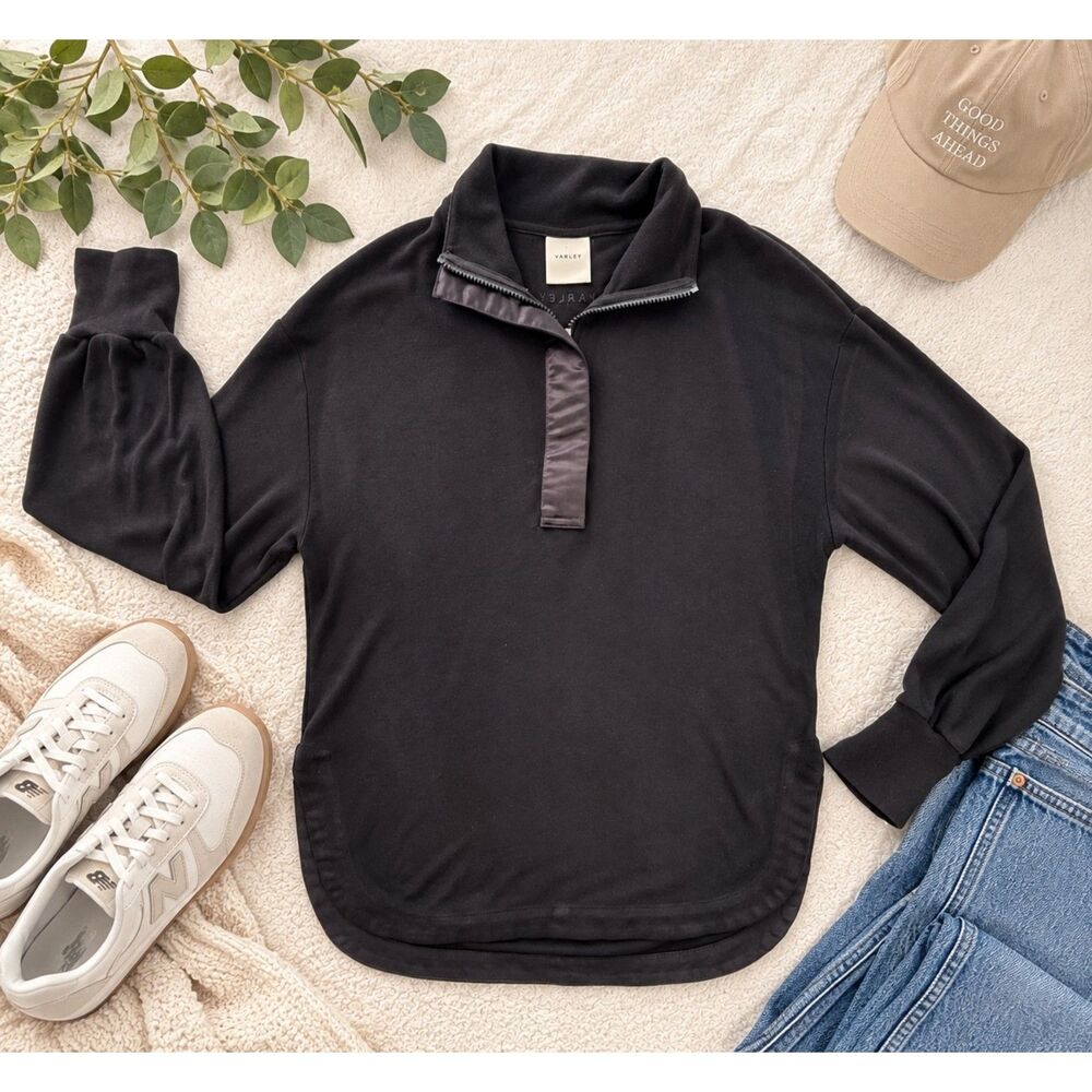 Varley Collett Half Zip Pullover Black XS Oversized Women's